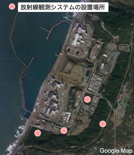 図2: 柏崎刈羽原子力発電所における放射線観測システムの設置場所